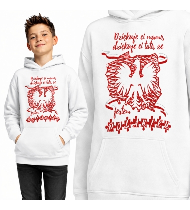 Bluza z kapturem dziecięca Patriotyczna  DZIĘKUJE CI MAMO